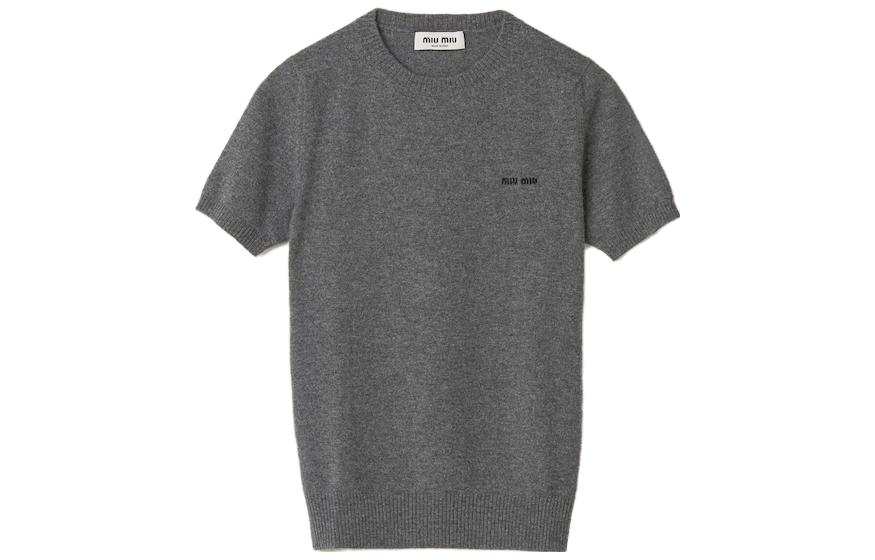 Miu Miu logo-intarsia cashmere top