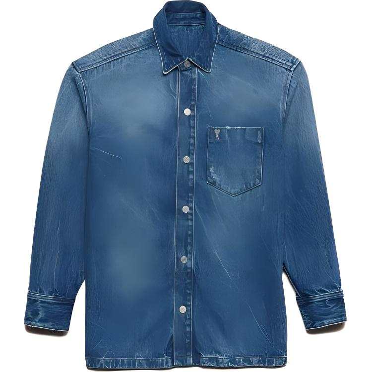 AMIPARIS Shirts Women's Blue Square Collar Moderate Denim