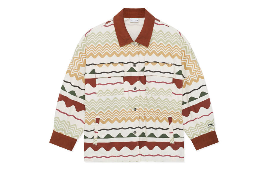 Li-Ning Li Ning Sports Trendy Collection Shirts Women's Sequoia Brown Jam Red Combination Color All Over Print Lapel Moderate Other