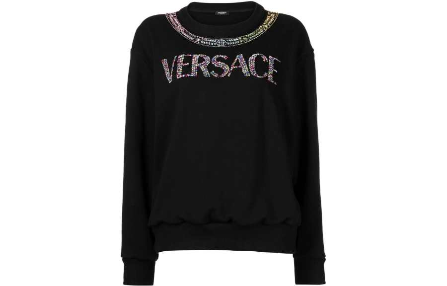 VERSACE Sweatshirts Women's Black Crew Neck Moderate Regular