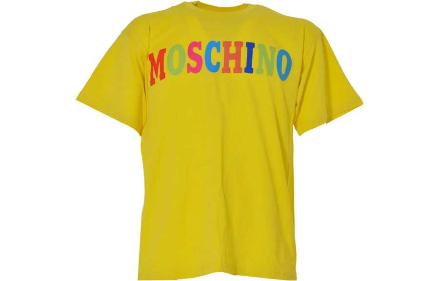 MOSCHINO T Shirts Women's Yellow Crew Neck Moderate Straight Fit