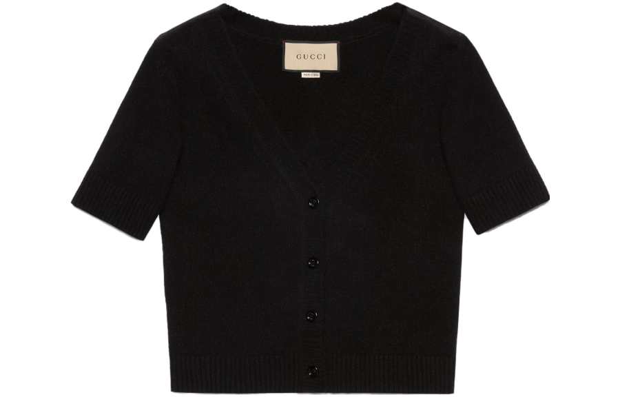 GUCCI Ribbed Trim Cropped Cardigan