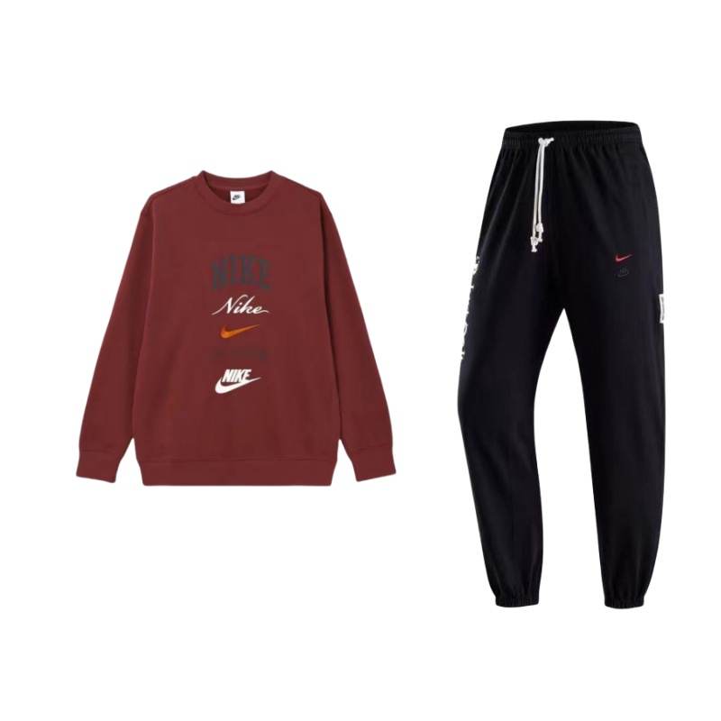 Nike Nike Club Fleece Letter Crew Neck Fleece Lined Casual Long Sleeved American Vintage Fleece Lined Knitted Sweatpants