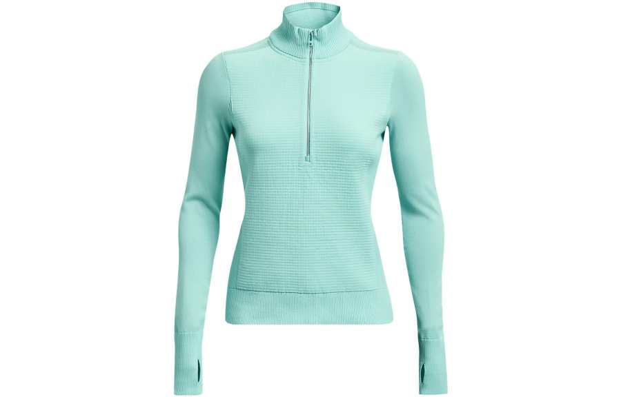 Under Armour IntelliKnit Knitwear Women's Nouveau Green Turquoise Stand Collar Moderate Other