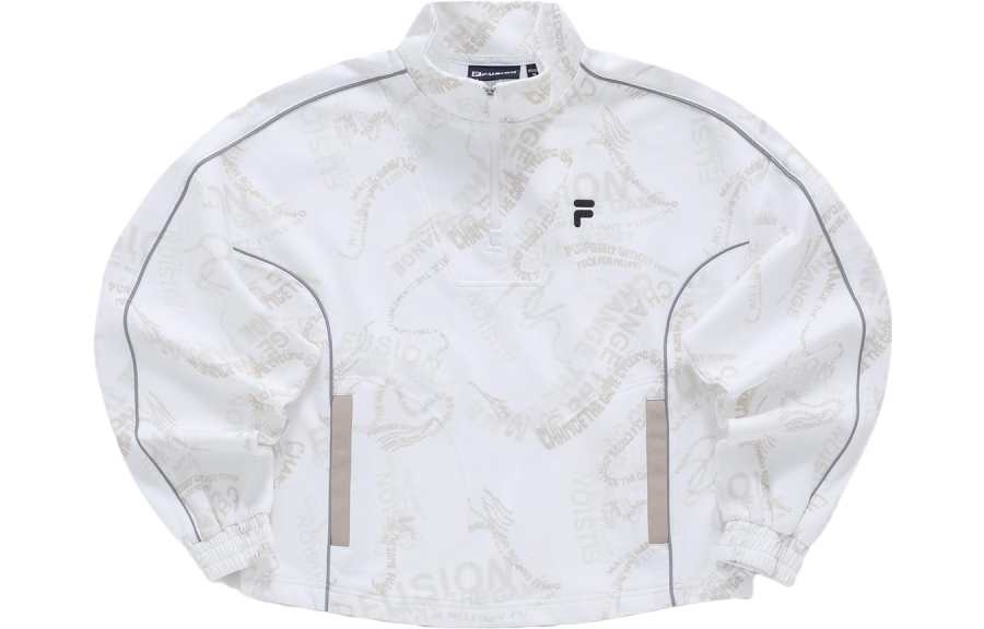 FILA FUSION Sweatshirts Women's Standard White Stand Collar Moderate Regular