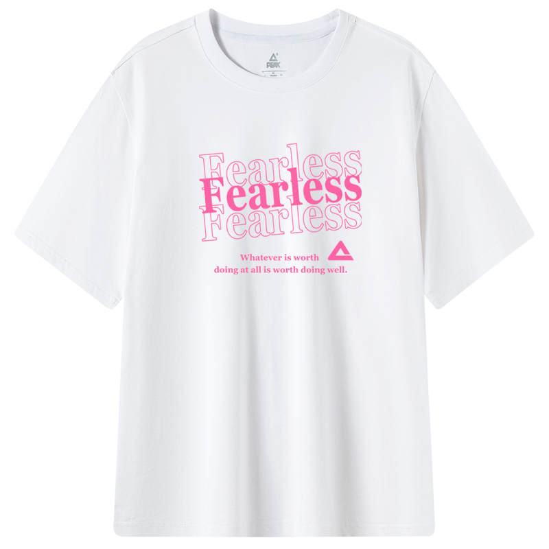 PEAK T Shirts Unisex White Crew Neck Moderate Straight Fit