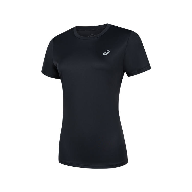 ASICS T Shirts Women's Black Crew Neck Moderate Straight Fit