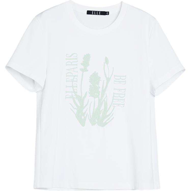 ELLE T Shirts Women's Crew Neck Moderate Straight Fit