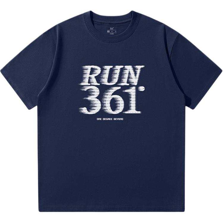 361° T Shirts Men's Dark Blue Crew Neck Moderate Straight Fit