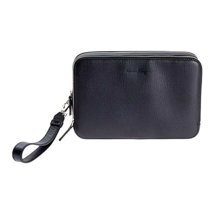 FERRAGAMO Leather Card Holder, Clutch Wallet Regular Men's Black