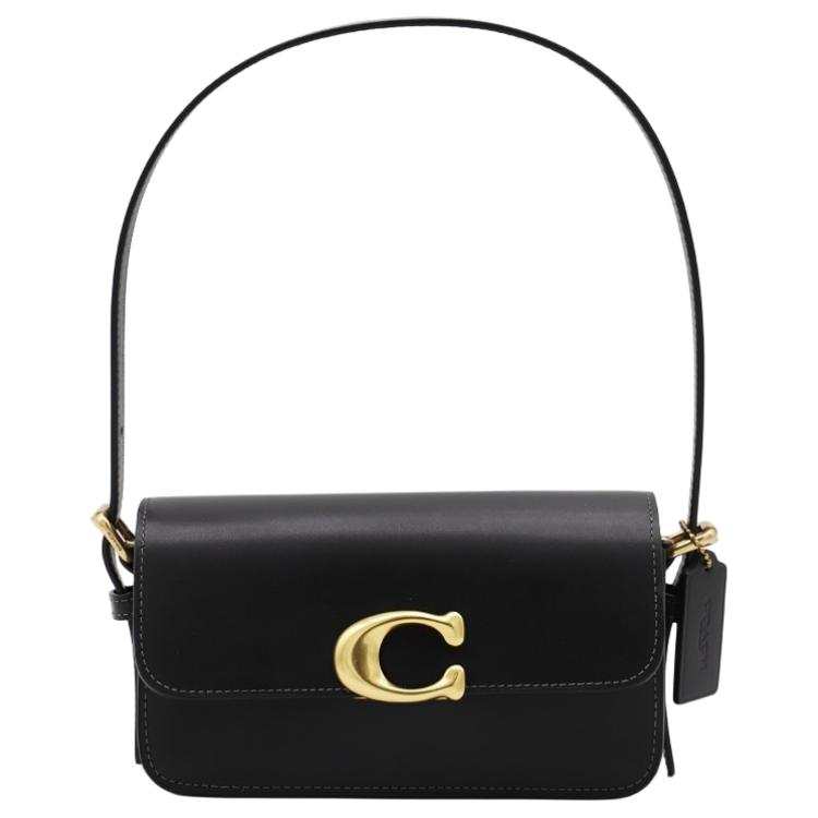 COACH Cow Leather One Shoulder Handbag Small Women's Black