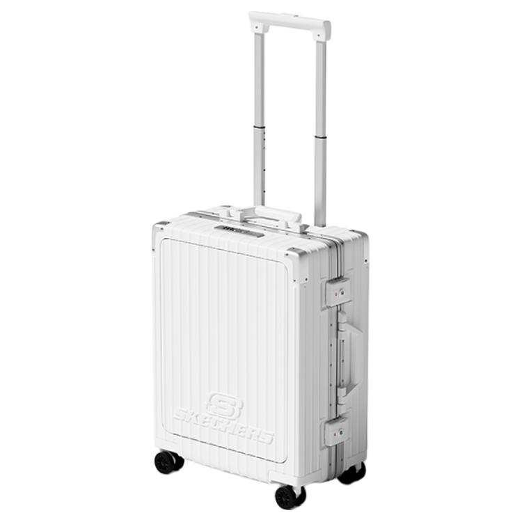 Skechers Solid PC Suitcase Luggage 20 Inch Unisex White