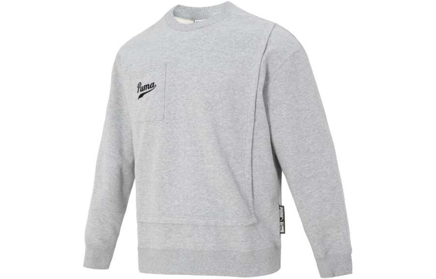 PUMA Sweatshirts Women's Gray Crew Neck Moderate Regular