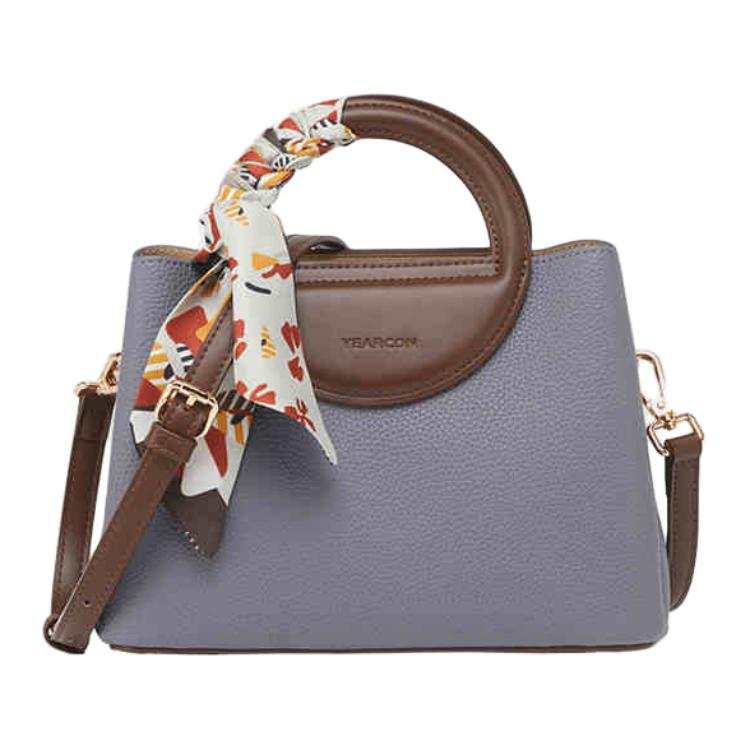 YEARCON Synthetic Leather Tote Bag, Shopping Bag, Crossbody Bag, One Shoulder Handbag Medium Women's Gray/Brown