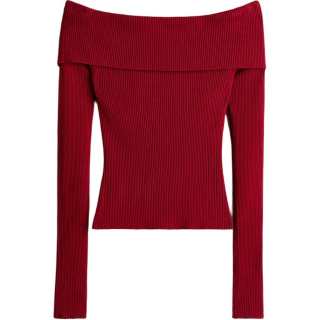 H&M Knitwear Women's Dark Red Boat Neck Moderate