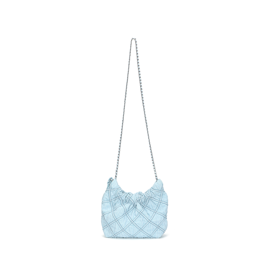 TORY BURCH TORY BURCH Fleming Denim Mini Hobo Bag Seltzer