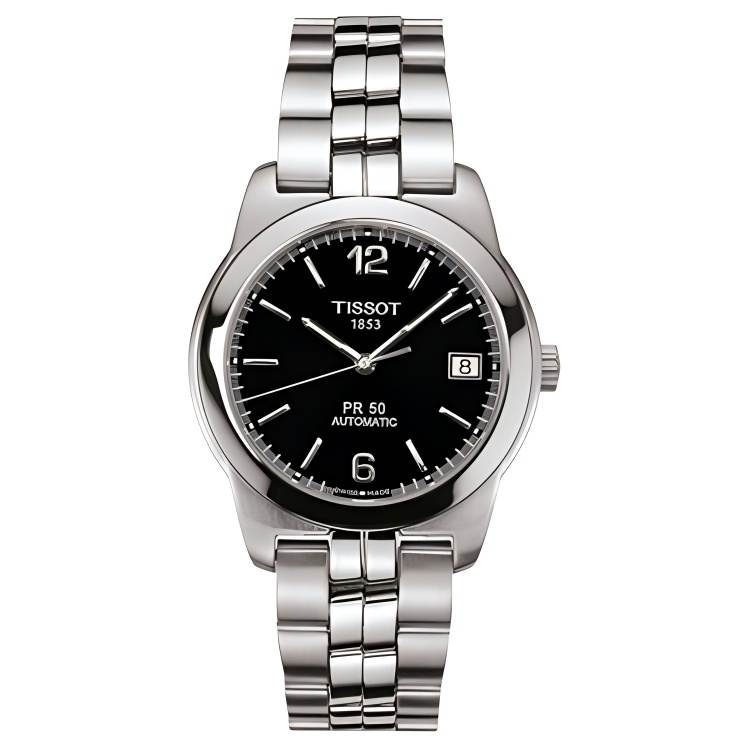 TISSOT T CLASSIC Quartz Movement 50m Waterproof Women's Watch 36mm Black Dial Steel Watch Case Steel Strap