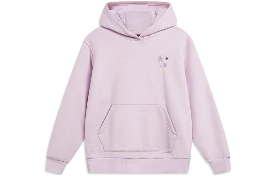 Li-Ning Li Ning Sports Trendy Collection Patterned Print Fleece Lined Thermal Loose Fit Pullover Hooded Sweatshirt Women's