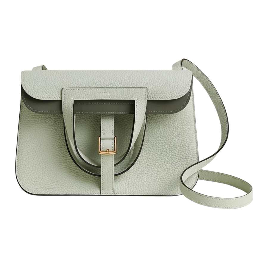 HERMES Halzan Clemence Bullock Leather Horseshoe Bag, Portable Crossbody Bag, Shoulder Bag Regular Women's