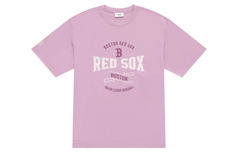 MLB Preppy Style Collection Boston Red Sox SS25 T Shirt Unisex Pink