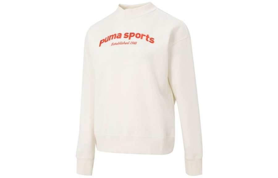 PUMA PUMA Sweatshirts Women's White Half Turtleneck Thickened Regular