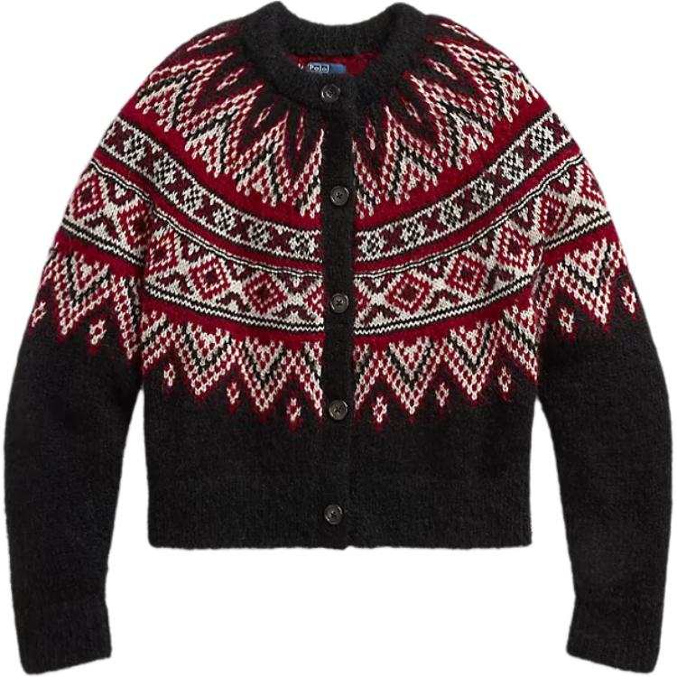 Polo Ralph Lauren Sweater Loose Fit Women's Black Red Multicolor