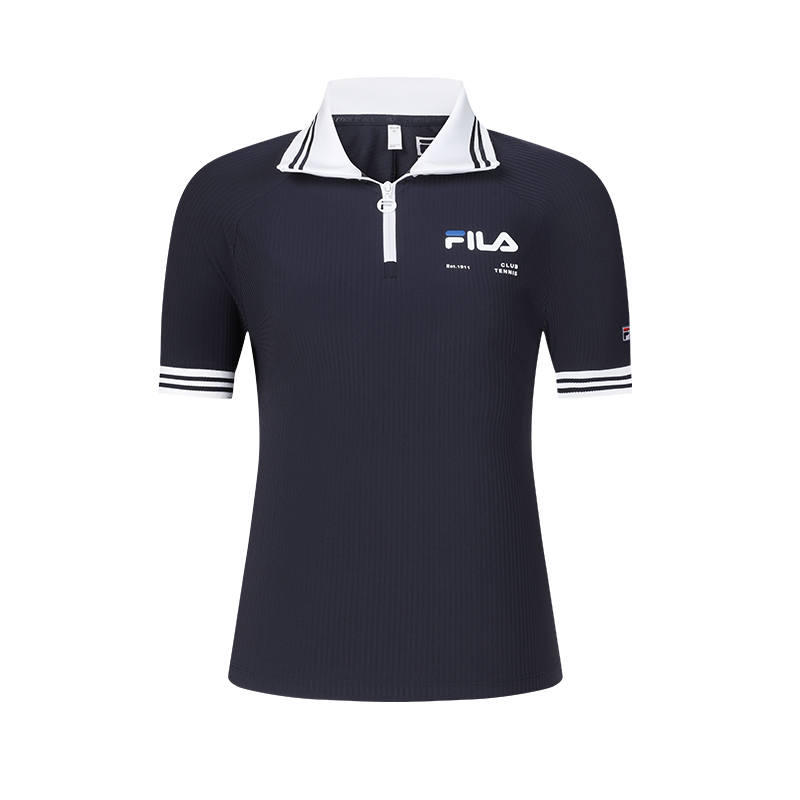 FILA Polo Shirts Women's RD Royal Blue Polo Collar Thin Straight Fit