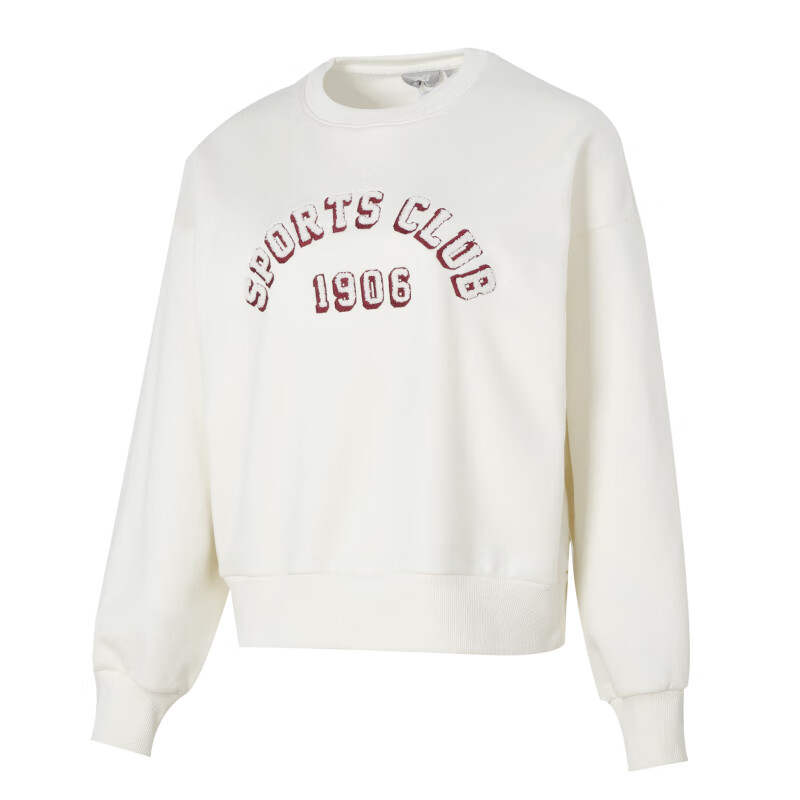 New Balance New Balance Letter Towel Embroidered Breathable Casual Loose Fit Thickened And Fleece Lined Sweatshirt Women's White