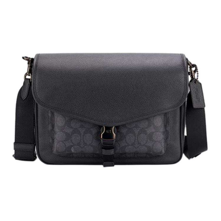 COACH Charter Cow Leather Envelope Bag, Crossbody Bag, Shoulder Bag Large Men's Charcoal Gray