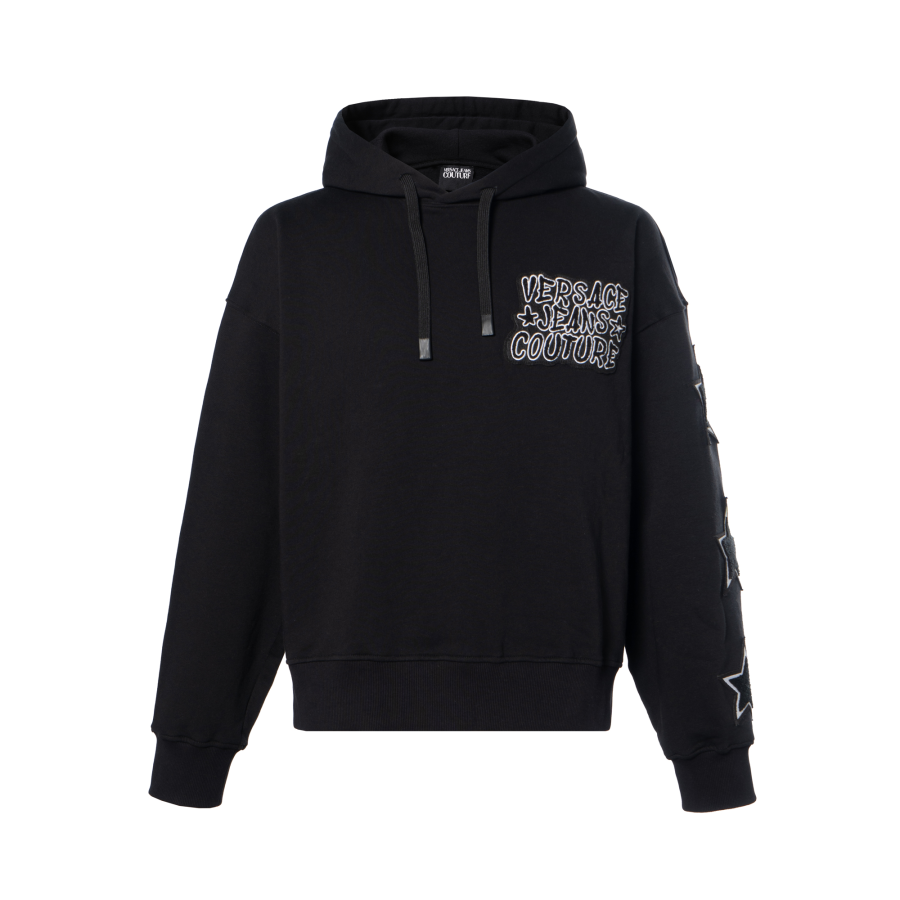 Versace Jeans Couture logo-patch cotton hoodie