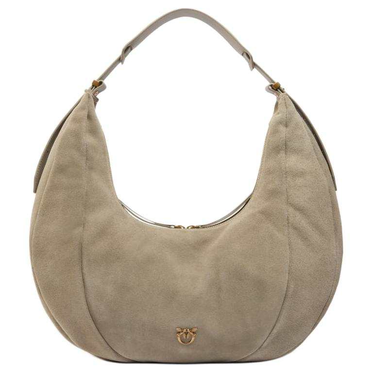 PINKO Love Birds Calfskin With Suede Handbag, Shoulder Bag Large Women's Khaki