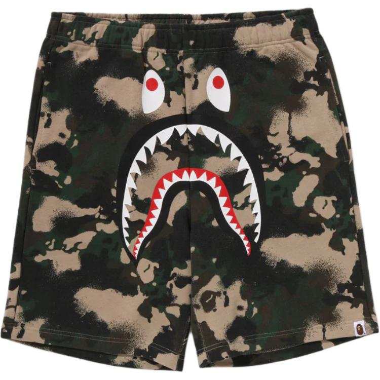 A BATHING APE Bape Map Camo Regular Fit Shark Sweat Shorts