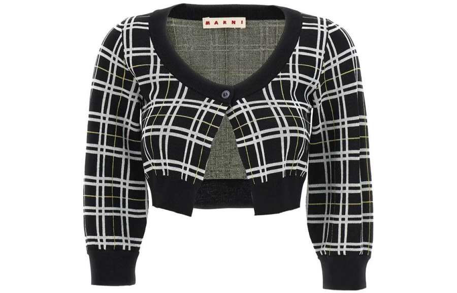 MARNI Marni checked cropped cardigan