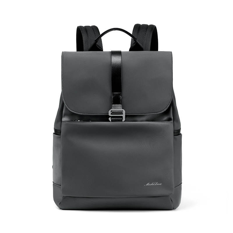 MashaLanti Nylon Fabric Business Trip Travel Backpack Unisex Black/Smoke Gray
