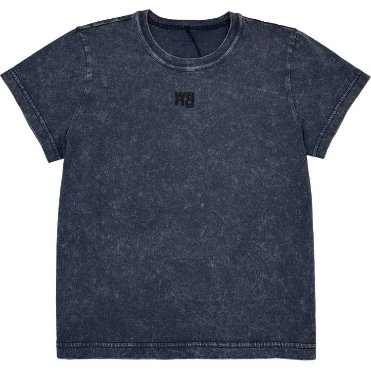 Alexander Wang T By Alexander Wang Essential Jsy Shrunk Puff Logo & Bound Neck Tee Acid Black Ice