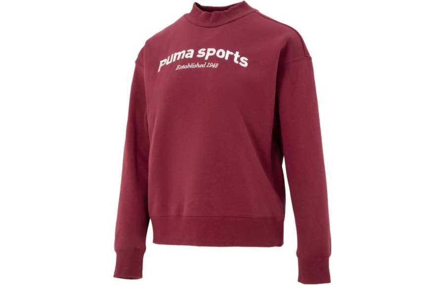 PUMA Sweatshirts Women's Red Crew Neck Thickened Regular