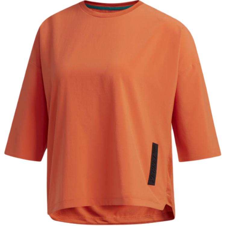 Adidas Adidas T Shirts Women's Orange Crew Neck Moderate Straight Fit