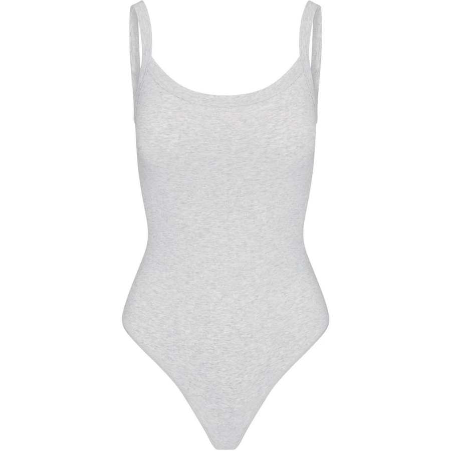 Skims COTTON JERSEY SCOOP NECK BODYSUIT Jumpsuit Women's LIGHT HEATHER GREY/Light Heather Gray