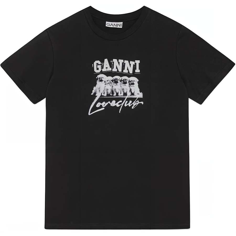 GANNI Thin Jersey Puppy Love Relaxed T Shirt