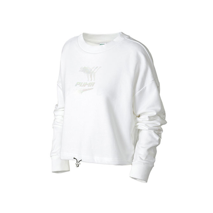 PUMA Sweatshirts Women's White Crew Neck Moderate Regular