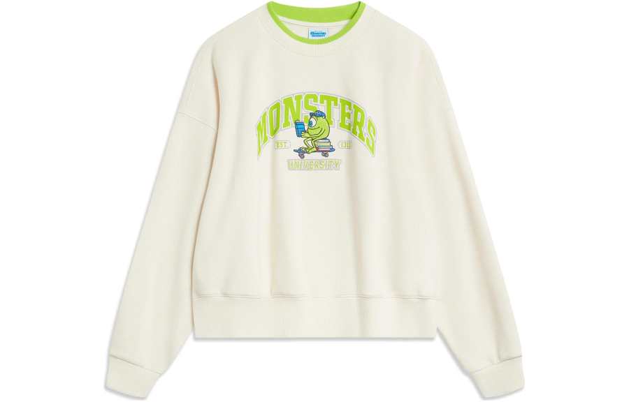 Li-Ning Li Ning X Disney Sweatshirts Women's Ecru Crew Neck Thickened Regular