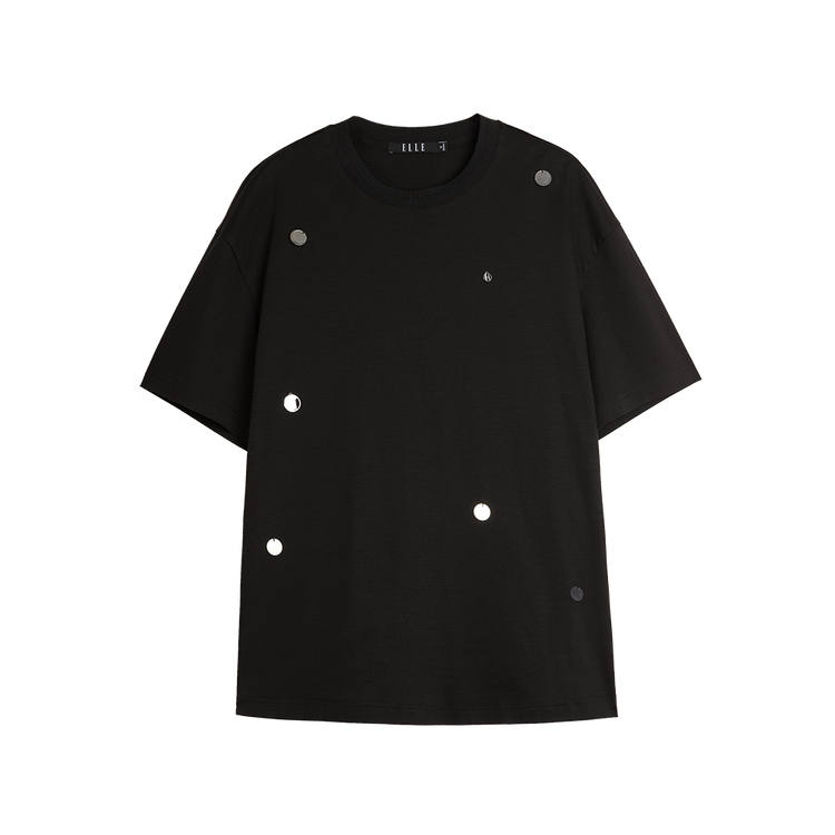 ELLE T Shirts Women's Black Crew Neck
