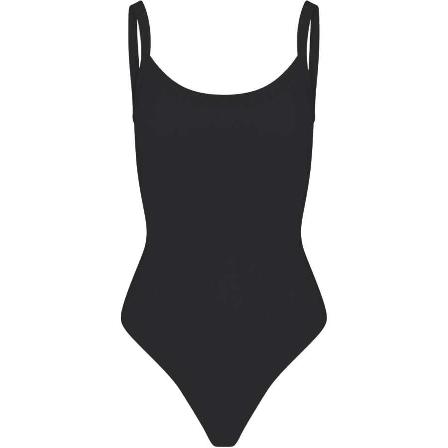Skims COTTON JERSEY SCOOP NECK BODYSUIT Jumpsuit Women's Soot/Smoke Gray