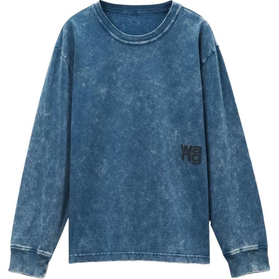 Alexander Wang T By Alexander Wang Essential Jsy Long Sleeve Puff Logo & Bound Tee Acid Black Ice