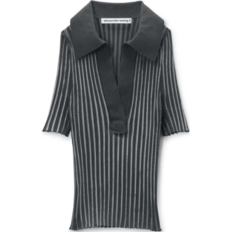 Alexander Wang Cropped Ribbed Polo Shirt