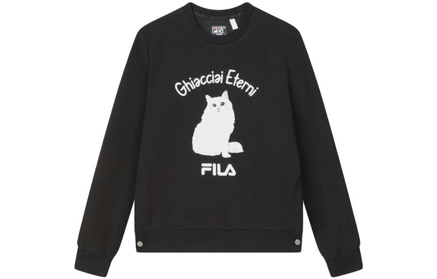 FILA Sweatshirts Women's Black Crew Neck Moderate Regular