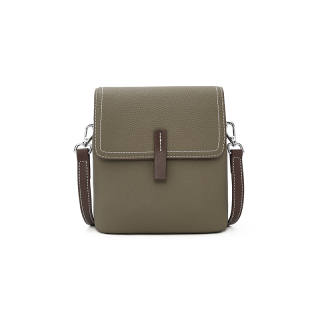 LAORENTOU Cow Leather Shoulder Bag Women's Elephant Gray/Ecru/Black