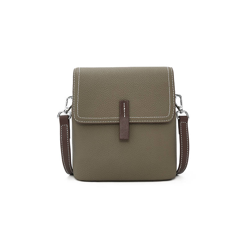LAORENTOU Cow Leather Shoulder Bag Women's Elephant Gray/Ecru/Black