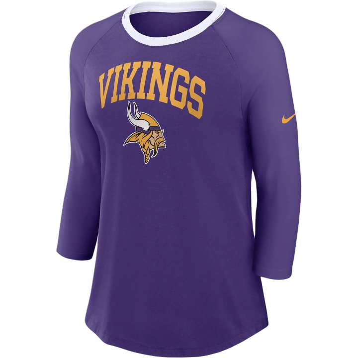 Nike Nike Minnesota Vikings Women's Nike Nfl 3/4 Sleeve T Shirt