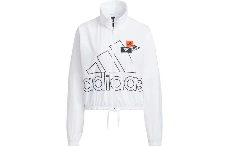 Adidas adidas Women'ss Logo Print Zip-Up Stand Collar Jacket White